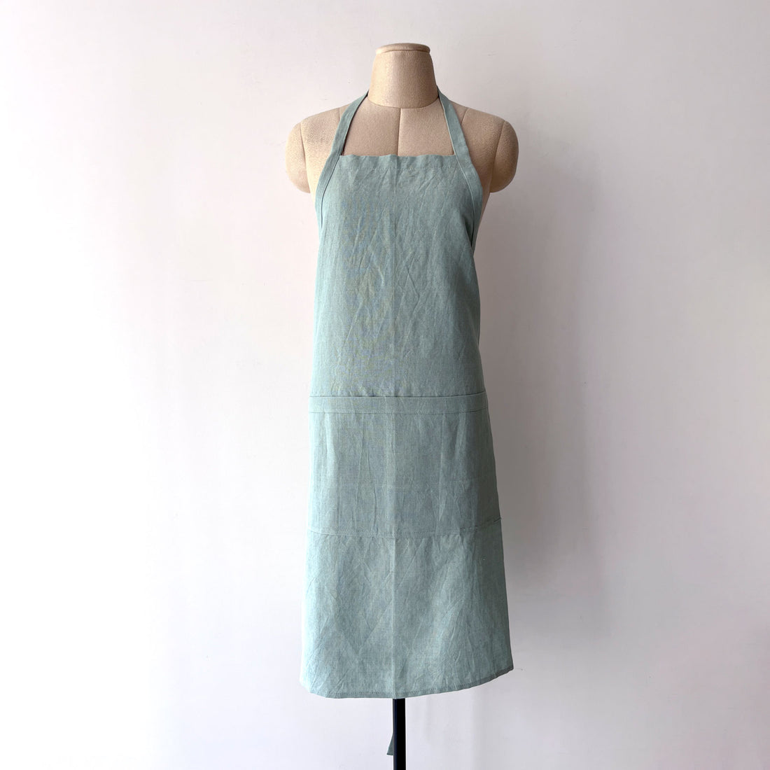 Linen Apron-Straight Arm - Blue Surf