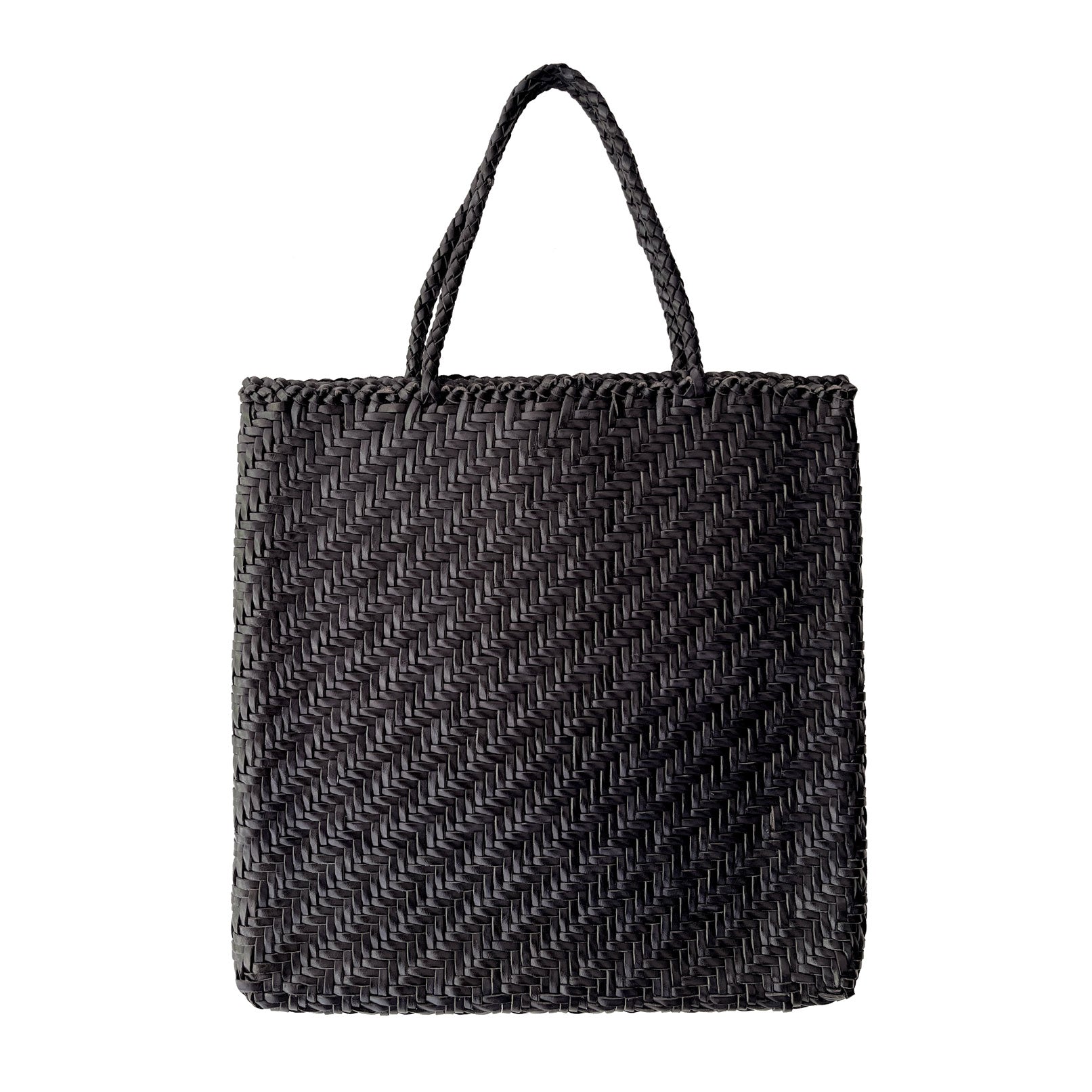 Leather- Hand Braided Tote- Black