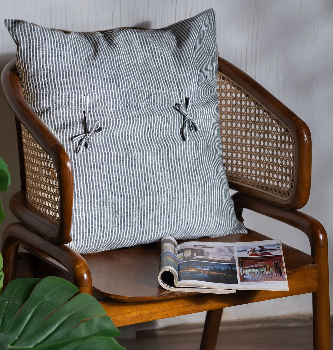 Linen Cushion Covers- Black-White Stripes