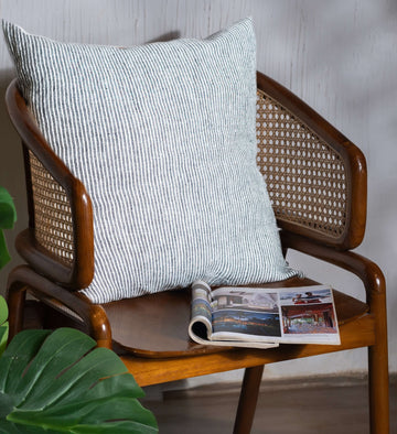 Linen Cushion Covers- Black-White Stripes