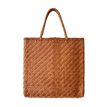 Leather- Hand Braided Tote- Caramel