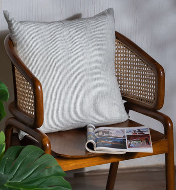 Linen Cushion Covers- White-Black Stripes